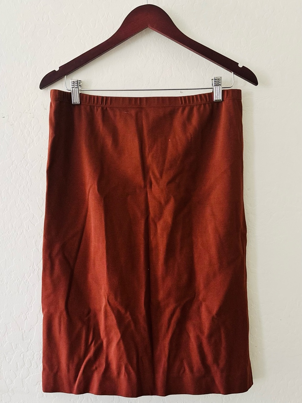 Lafayette 148 New York Rust Brown Stretch Pencil Skirt Size Large Minimalist